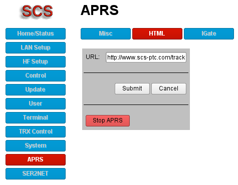APRS HTML running
