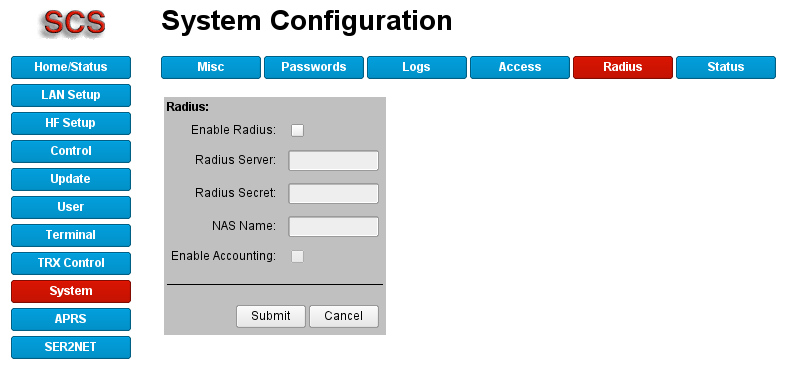 System Radius Support